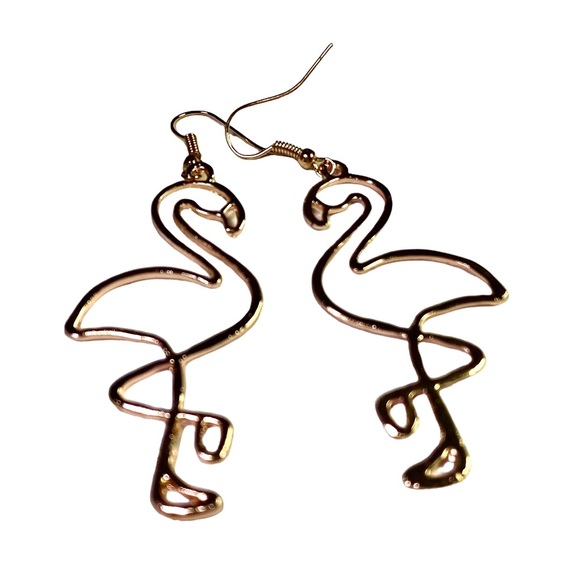 NWT Flamingo Earrings Gold Plated - Picture 3 of 3